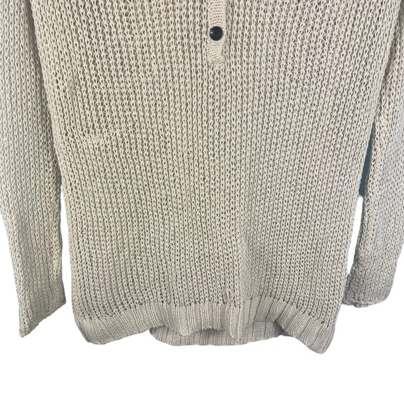 Rag & Bone Beige Knit Henley Hoodie Sweater Women’s Size Small Casual Pullover - Picture 3 of 9